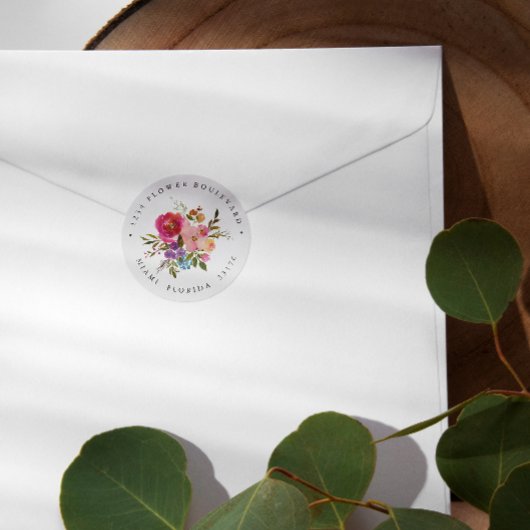 Frühlingshitz | Botanische Bouquet-Rücksendeadress Runder Aufkleber