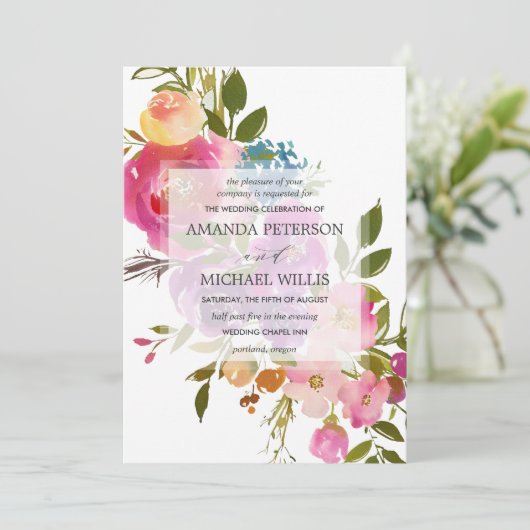 Frühlingshitz | Moderne Hochzeit der botanischen r Einladung (Stehend Vorderseite)