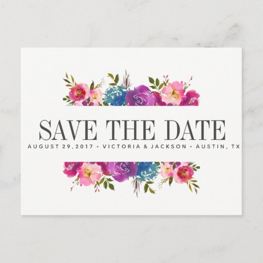 Frühlingshitz | Rosa Blume WEDD speichern das Datu Ankündigungspostkarte (Vorderseite)