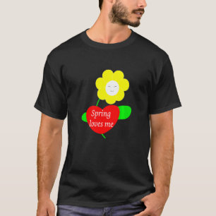 Frühlingshitze Liebe Blume mit rotem Herzblatt T-Shirt