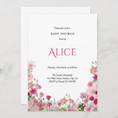 Frühlingshitze Rosa Baby Dusche Einladung Chic (Vorne/Hinten)