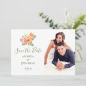 Frühlingshochzeit Aquarellblumen Save the Date (Stehend Vorderseite)