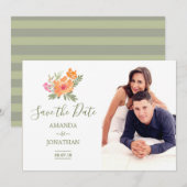 Frühlingshochzeit Aquarellblumen Save the Date (Vorne/Hinten)