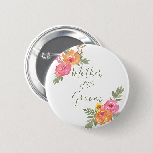 Frühlingshochzeit Blume Mutter des Bräutigams Button (Vorne & Hinten)