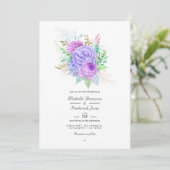 Frühlingshochzeit Blumen QR Code RSVP Einladung (Stehend Vorderseite)