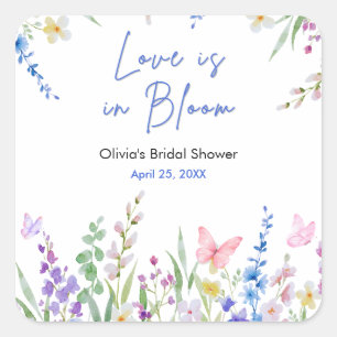 Frühlingshochzeit Floral Love is in Bloom Brautpar Quadratischer Aufkleber