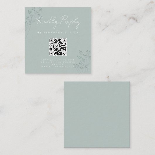 Frühlingshochzeit Scan Code RSVP mit floraler Begr Begleitkarte (Vorne/Hinten)
