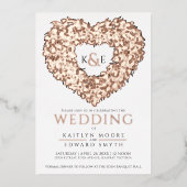 Frühlingshochzeit Tulpen zeichnend Rose Gold Schwa Folieneinladung (Vorderseite)