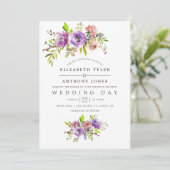 Frühlingshochzeit Wasserfarbenflora Einladung (Stehend Vorderseite)