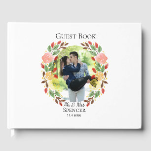 Frühlingshochzeits-Blumenkranz-Foto Gästebuch