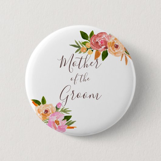 Frühlingshochzeitsblumen Mutter der Braut Button (Vorderseite)