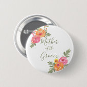 Frühlingshochzeitsblumen Mutter des Bräutigams Button (Vorne & Hinten)