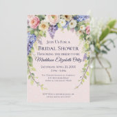 Frühlingshochzeitsdusche mit Blumen Einladung (Stehend Vorderseite)