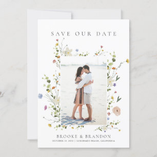 Frühlingshof Wildblume Minimalistisches Foto Save The Date