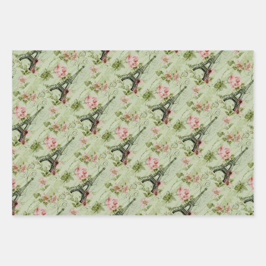 Frühlingsholz Rosa Blumenzauber, Periseiffelturm Geschenkpapier Set (Vorderseite 2)