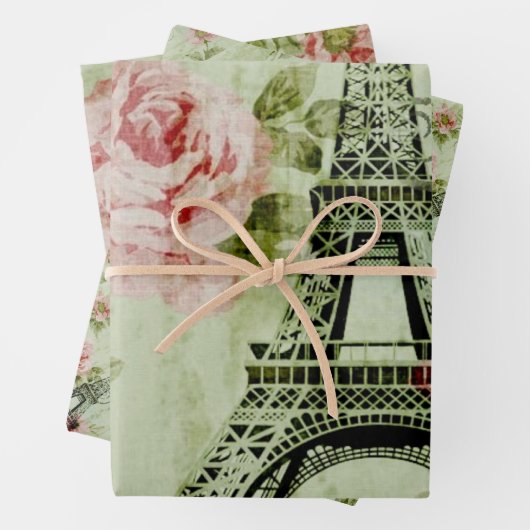 Frühlingsholz Rosa Blumenzauber, Periseiffelturm Geschenkpapier Set (Beispiel)