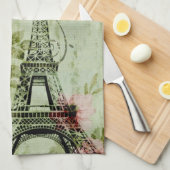 Frühlingsholz Rosa Blumenzauber, Periseiffelturm Geschirrtuch (Viertel Falte)