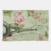 Frühlingsholz Rosa Blumenzauber, Periseiffelturm Geschirrtuch (Horizontal)