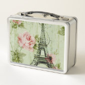 Frühlingsholz Rosa Blumenzauber, Periseiffelturm Metall Brotdose (Rückseite)