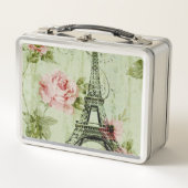 Frühlingsholz Rosa Blumenzauber, Periseiffelturm Metall Brotdose (Vorderseite)