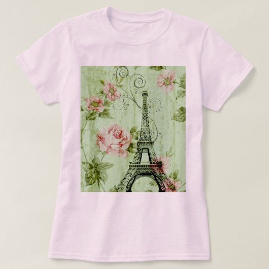 Frühlingsholz Rosa Blumenzauber, Periseiffelturm T-Shirt (Design vorne)