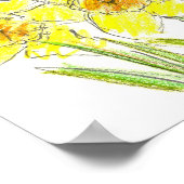 Frühlingsholzgelber Düstergarten Zeichnend Wasserf Poster (Ecke)