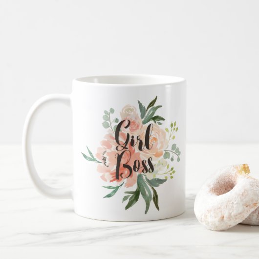 Frühlingshügel und Pfirsichfarben Blumenkohl Kaffeetasse (Mit Donut)