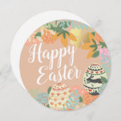 Frühlingshuhn Gewürziger Ostereier Rose Feiertagskarte (Vorne/Hinten)