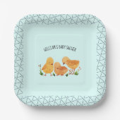 Frühlingshühnchen Floral Baby Dusche Pappteller (Vorderseite)