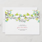 Frühlingshühner Grünknotter Liebe Bäume Hochzeitse Einladung (Rückseite)