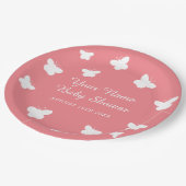 Frühlingshühner Party Korallenschmetterling Pappteller (Schrägansicht)