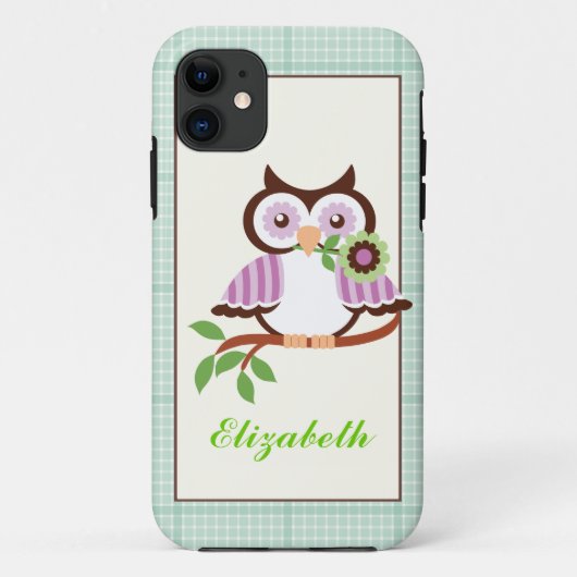 Frühlingshuhu, Minzgrün karierte Grenze iPhone Case-Mate iPhone Hülle (Rückseite)