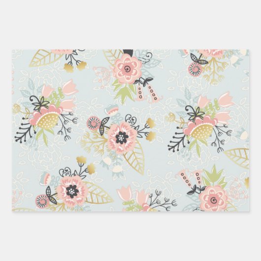 Frühlingshülsen Bouquet Wrapping Paper Sheets (Set Geschenkpapier Set (Vorderseite)