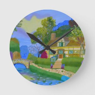 FrühlingsHütte Runde Wanduhr