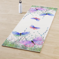 Frühlingshyoga Mat Bunte Schmetterlinge fliegen