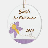 Frühlingsinsekt Schmetterling Personalisierter Nam Keramikornament (Links)