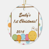 Frühlingsinsekt Wurm Personalisierter Name Ornamen Keramikornament (Links)