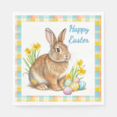 Frühlingskariert mit Osterhasen Serviette (Vorderseite)