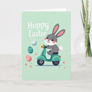 Frühlingskarte mit Bunny Scooter Karte