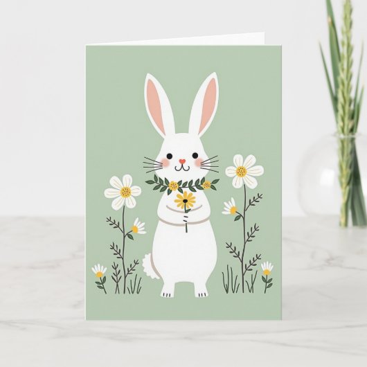 Frühlingskarte mit Hasenbouquet Karte (Vorderseite)