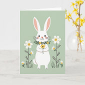 Frühlingskarte mit Hasenbouquet Karte (Gelbe Blume)