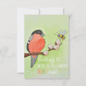 Frühlingskarte mit Vogel und Hummel (Vorderseite)