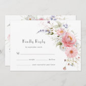 Frühlingskarte Wildblumen Rosa weiße Hochzeitskart Save The Date (Vorne/Hinten)
