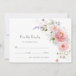 Frühlingskarte Wildblumen Rosa weiße Hochzeitskart Save The Date