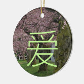 Frühlingskirschblüten Liebe Keramik Ornament (Links)