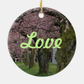 Frühlingskirschblüten Liebe Keramik Ornament (Hinten)