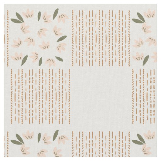 Frühlingskleine Blumen Blockdruck Stoff (Nahaufnahme)