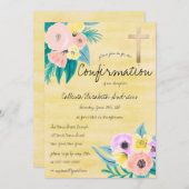 Frühlingskorallengelbe Flora Aquarellfarbenbestäti Einladung (Vorne/Hinten)