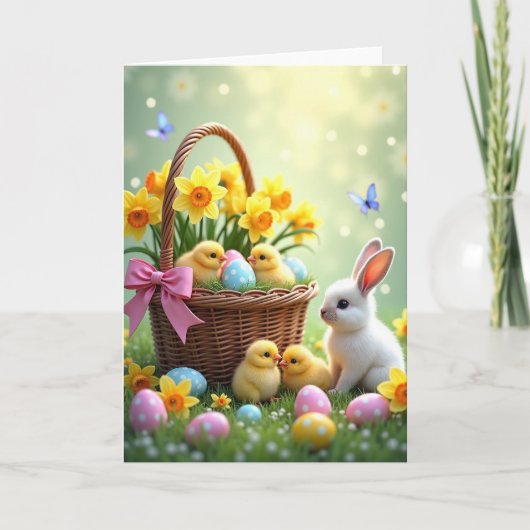 Frühlingskorb Szene Karte (Vorderseite)