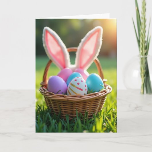 Frühlingskorb-Überraschung-Postkarte Karte (Vorderseite)